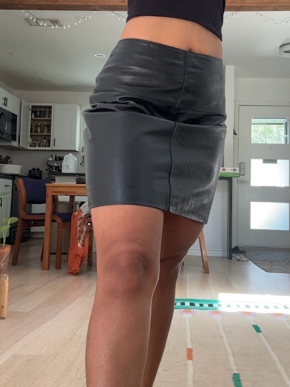 Maxima Black Leather Mini Skirt